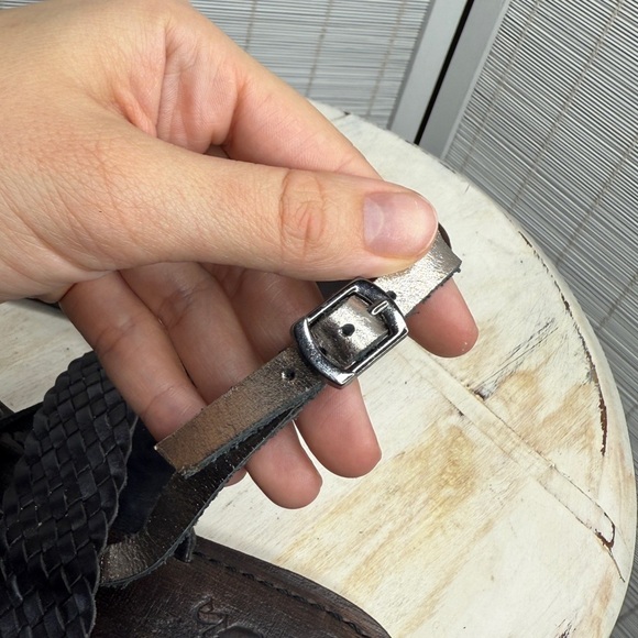 Freebird Sandals Sea Braided Black Silver Leather Adjustable Strap Boho Size 7 - Picture 3 of 7